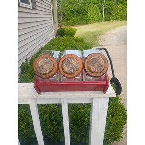 Vintage - Set of 3 Large Glass Canister Kitchen Storage Containers w/stand NICE